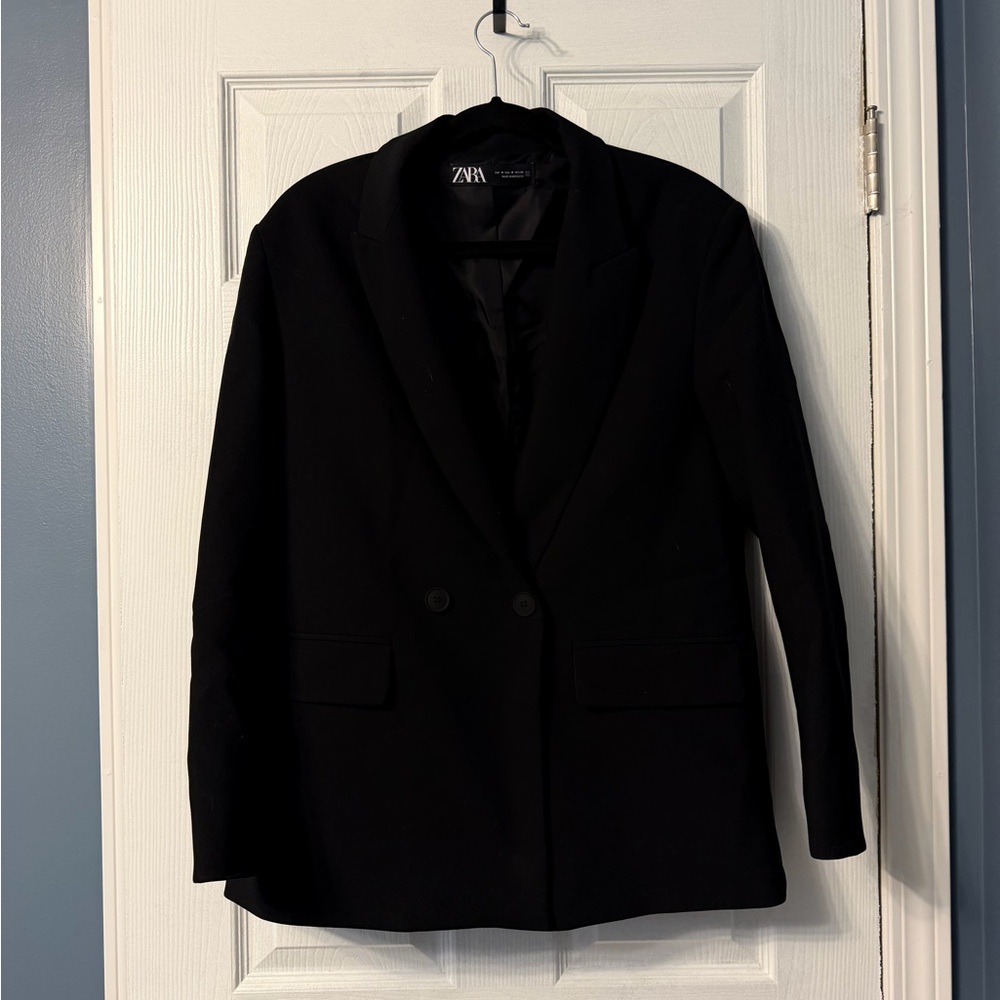 Zara black basic blazer with front buttons size medium